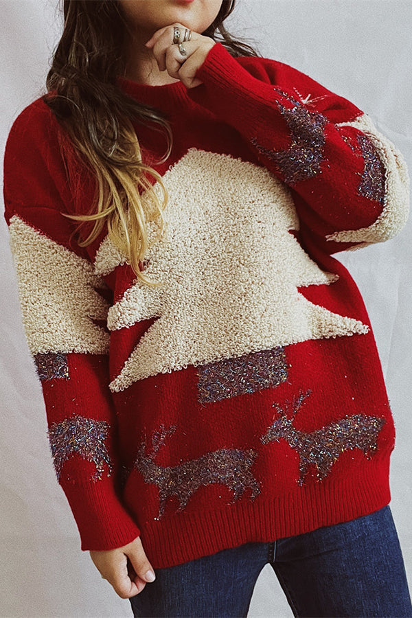 Mune | Christmas Pattern Knitted Round Neck Long Sleeve Sweater