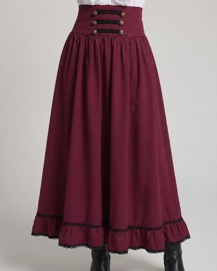 Ladies Elegant Maxi Skirt with Lacing and Leg Slit Mune Fashion