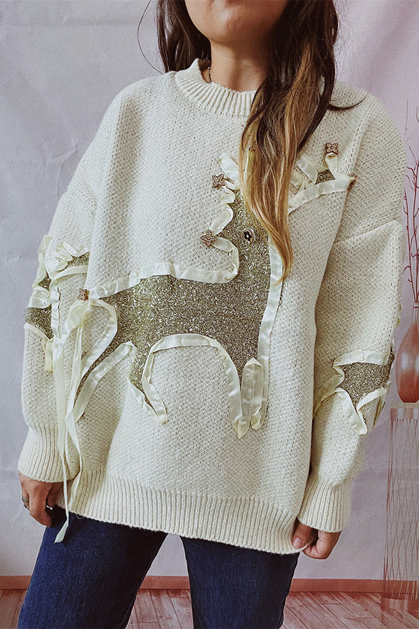 Mune | Christmas Pattern Knitted Round Neck Long Sleeve Sweater