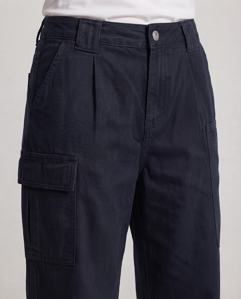 Women's Baggy Work Pants with Drop Crotch and Applied Utility Pockets Mune Fashion