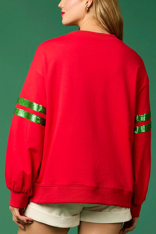 Mune | Christmas Sequin Crew Neck Casual Sweatshirt
