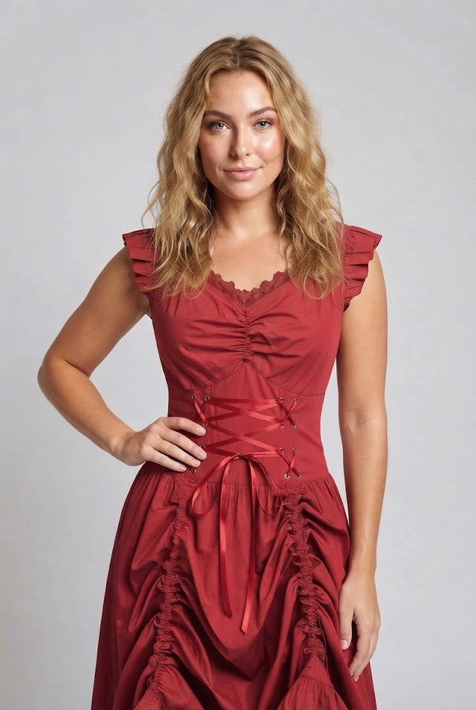 Women's romantic dress with ruffle details and elegant lacing Mune Fashion
