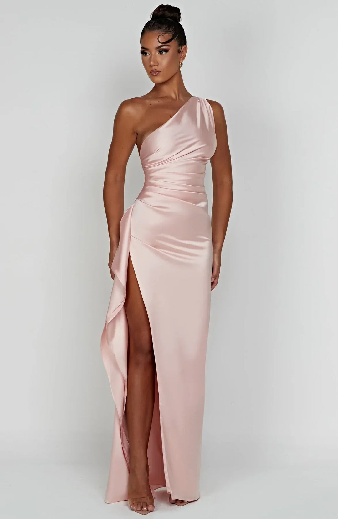 Mune | Satin Split Dress With One Shoulder