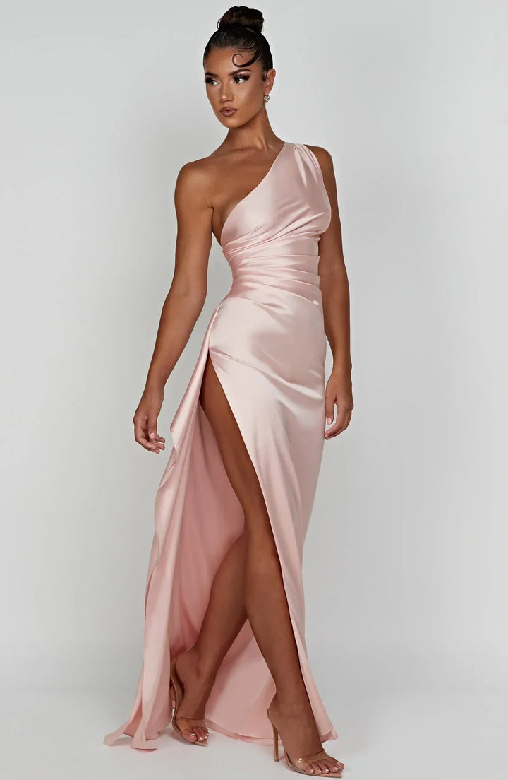 Mune | Satin Split Dress With One Shoulder