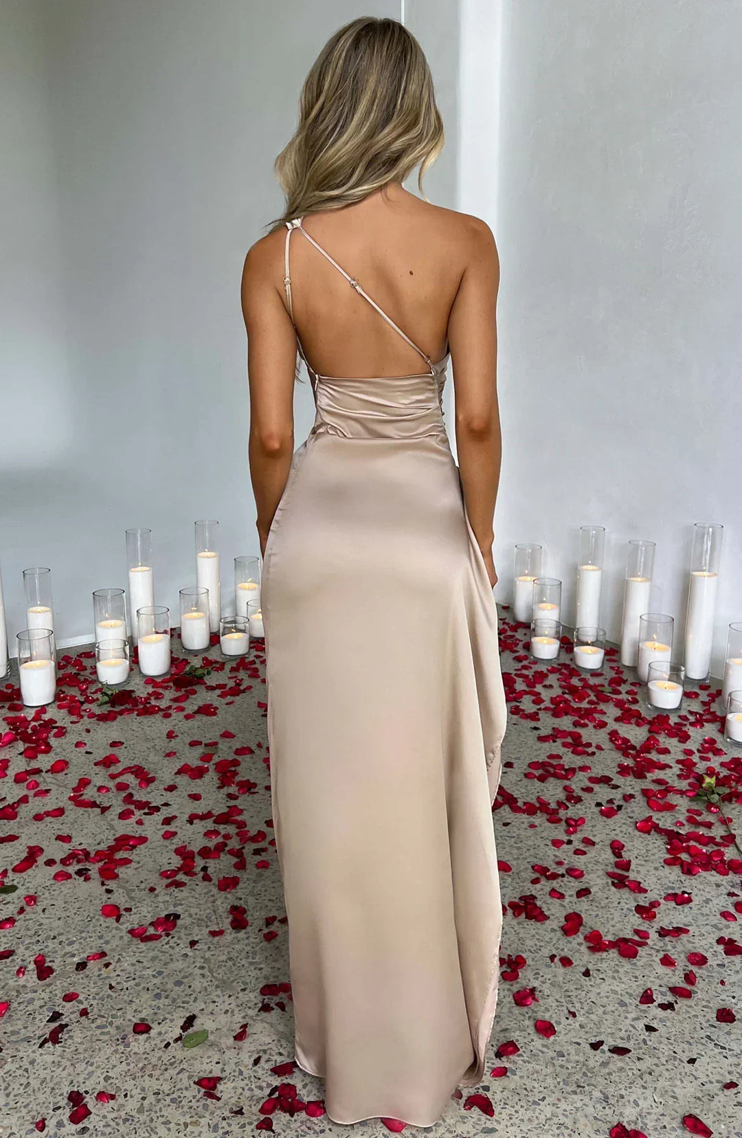 Mune | Satin Split Dress With One Shoulder