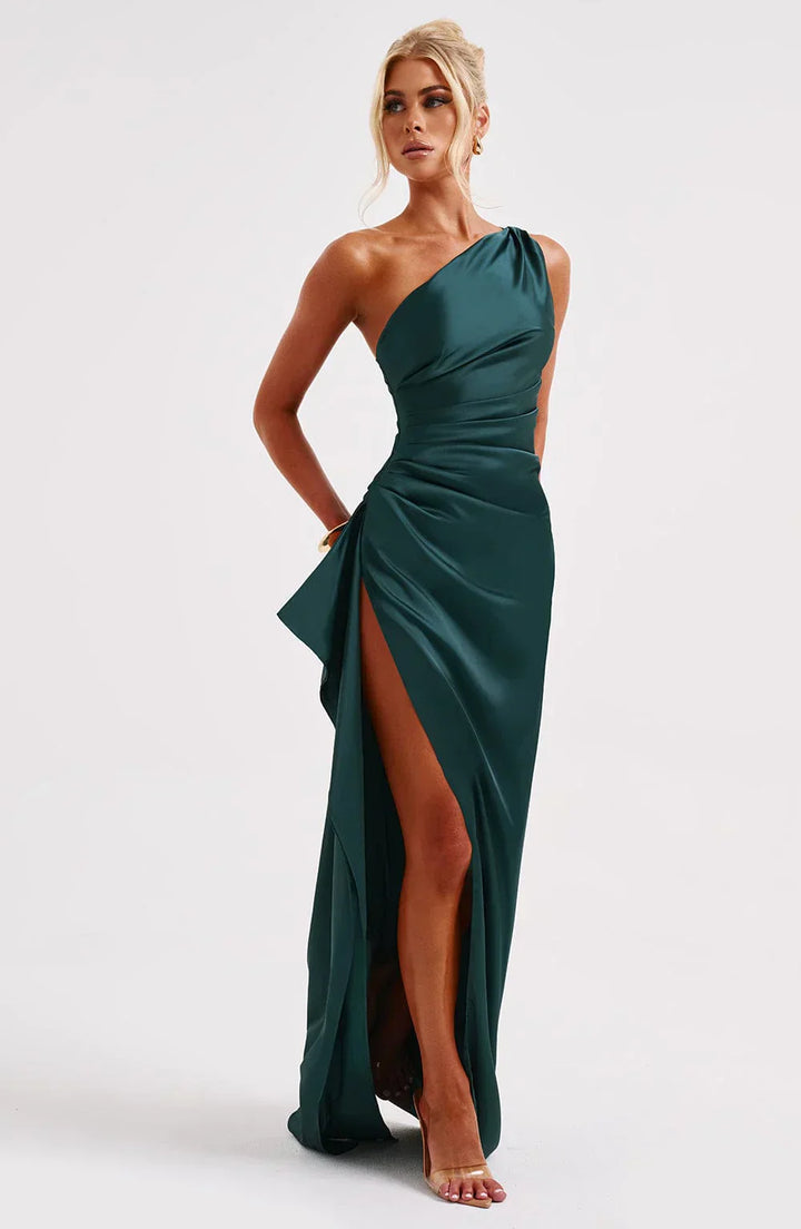 Mune | Satin Split Dress With One Shoulder