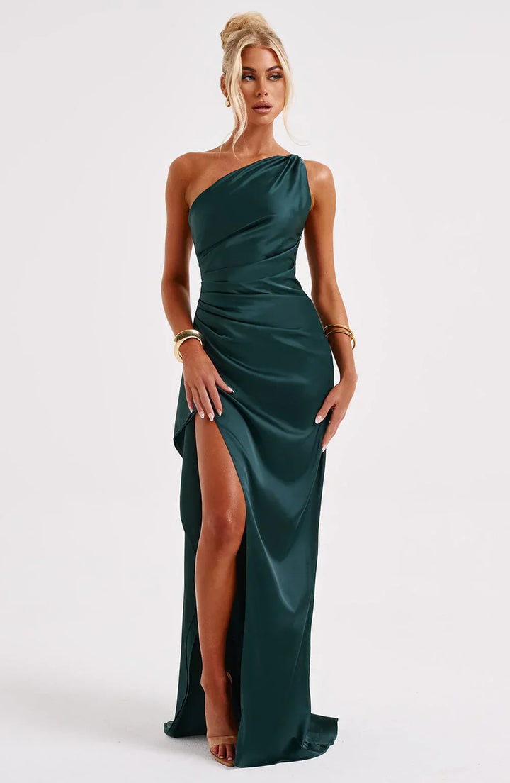 Mune | Satin Split Dress With One Shoulder