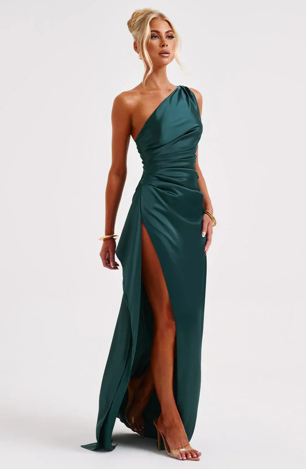 Mune | Satin Split Dress With One Shoulder