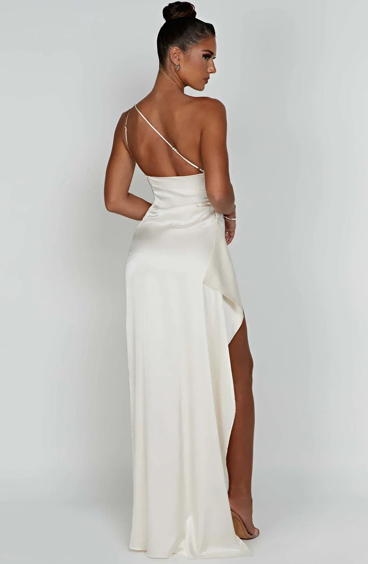 Mune | Satin Split Dress With One Shoulder