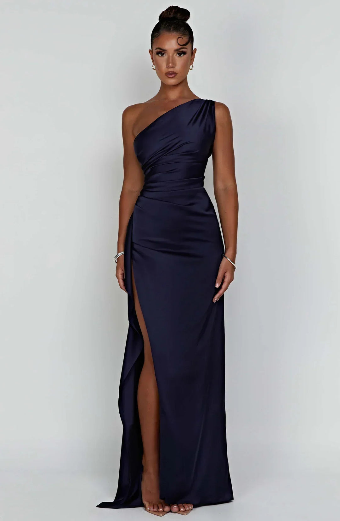 Mune | Satin Split Dress With One Shoulder