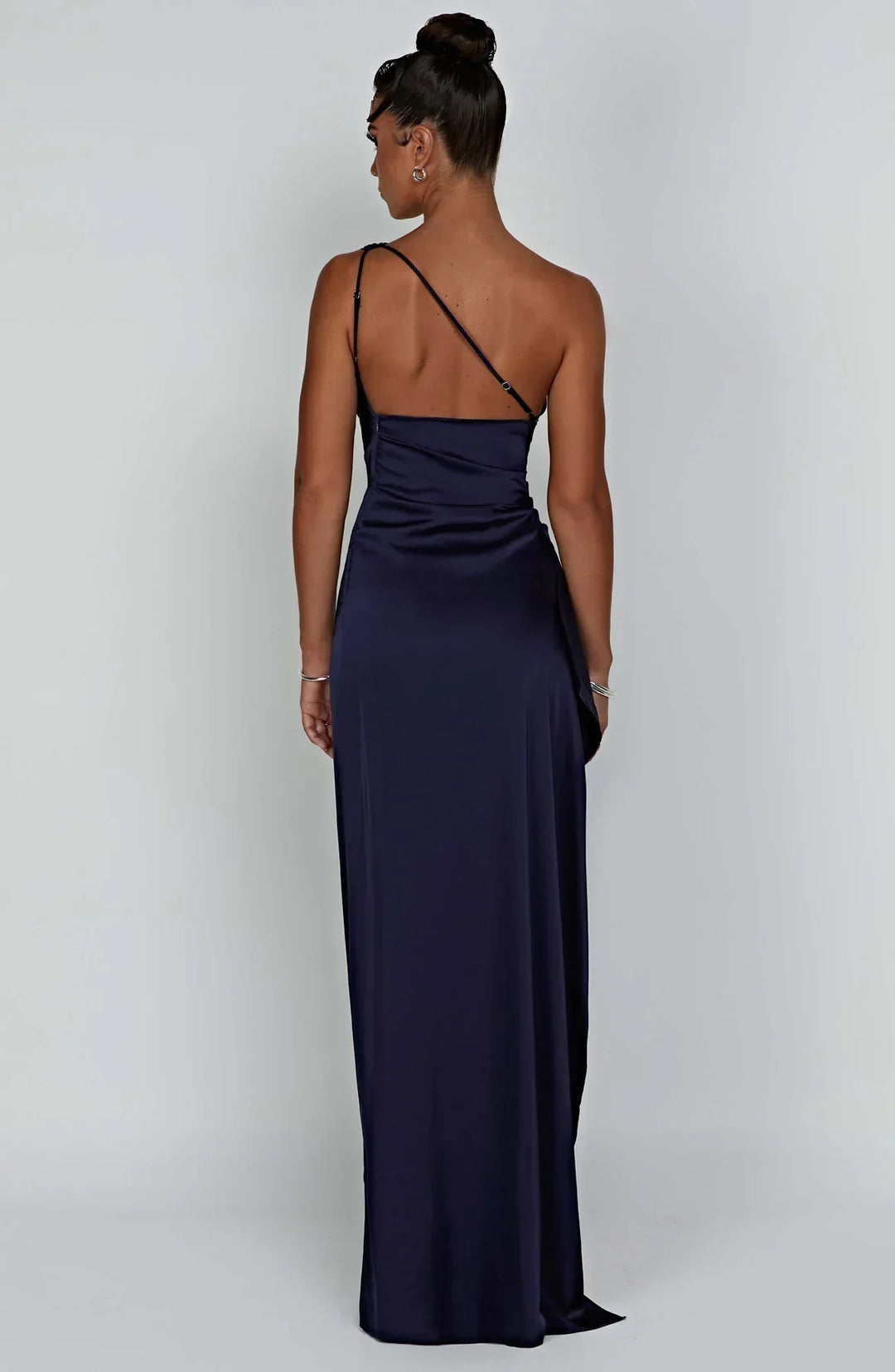 Mune | Satin Dress with Slit On One Shoulder