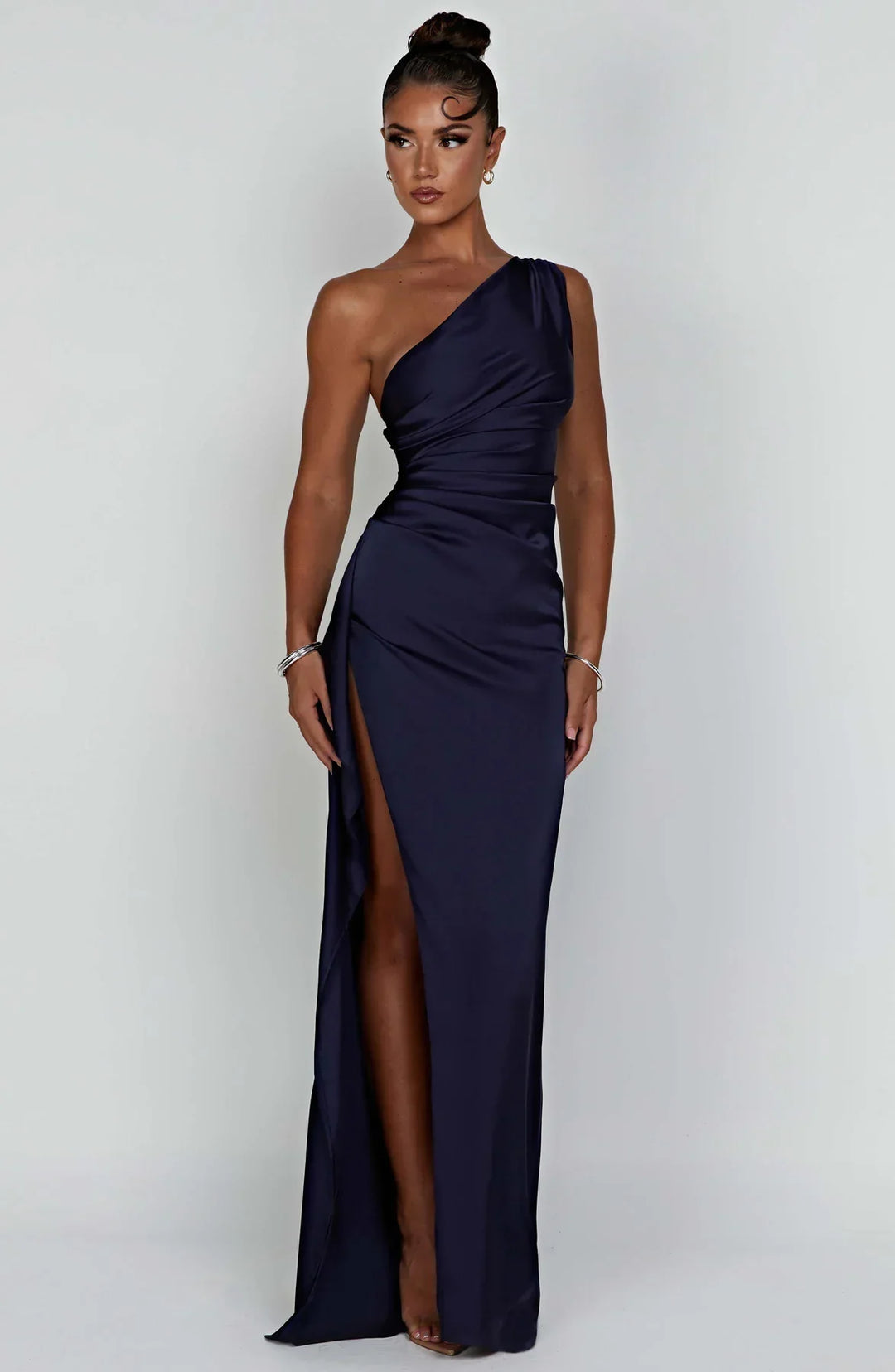 Mune | Satin Split Dress With One Shoulder