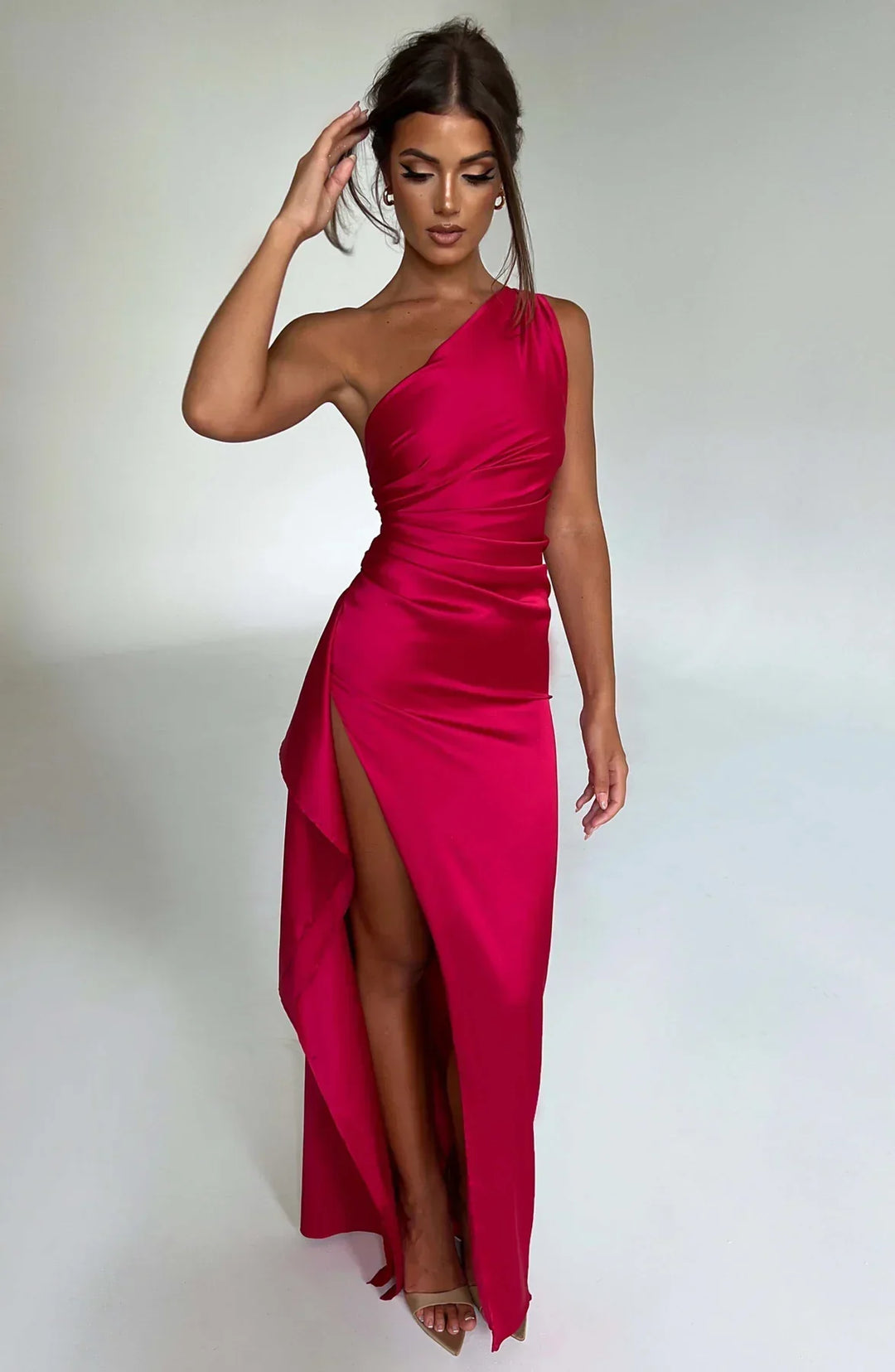 Mune | Satin Split Dress With One Shoulder