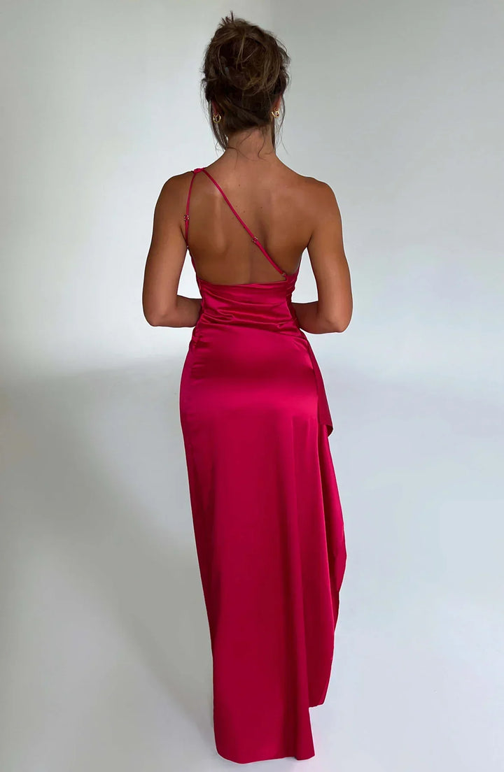 Mune | Satin Split Dress With One Shoulder