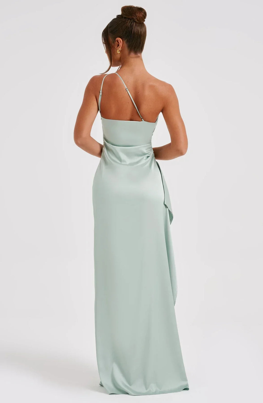 Mune | Satin Dress with Slit On One Shoulder