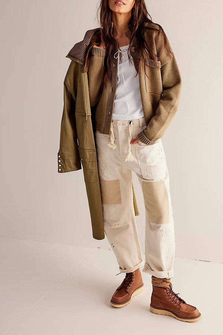 Mune | Jacket Stand Collar Solid Color Cardigan Pullover
