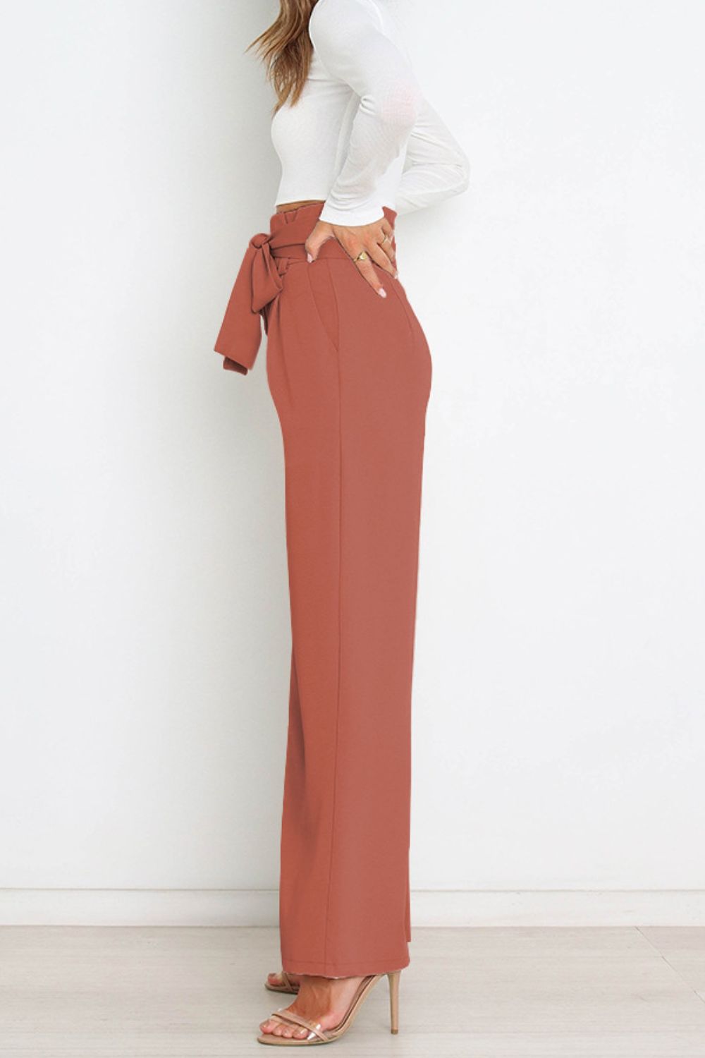 Mune Fashion | High Waist Paperbag Pants with Bow Detail