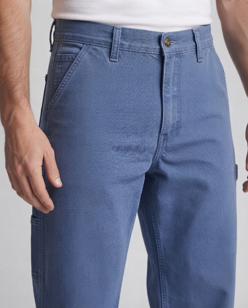 Men's Wide Worker Denim Pants with Tool Loop and High Waist Mune Fashion