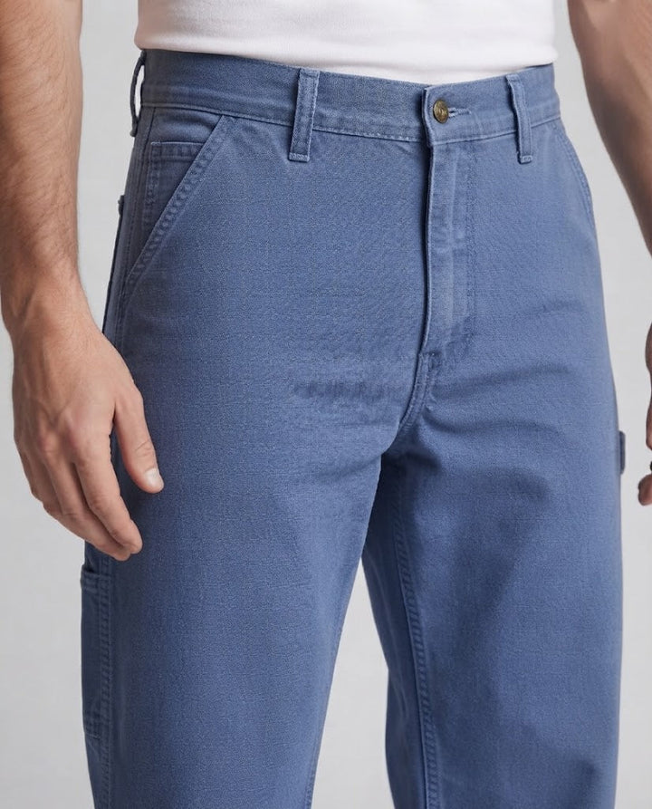Men's Wide Worker Denim Pants with Tool Loop and High Waist Mune Fashion