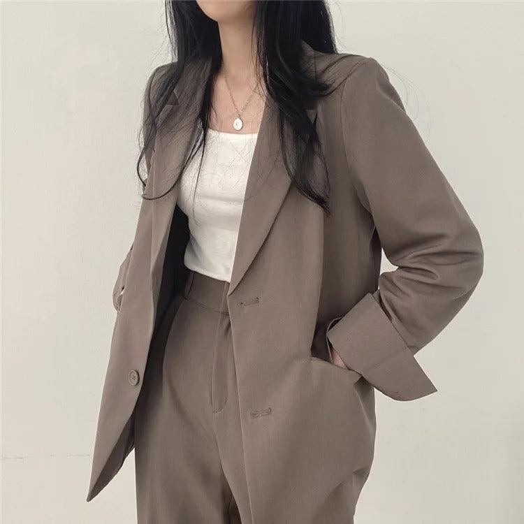 Women’s Tailored Suit Set with Long Blazer