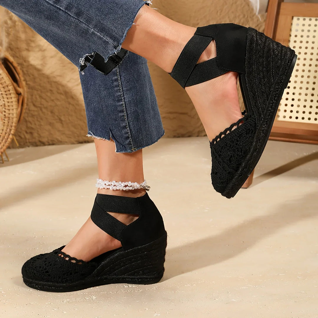 Mune Fashion | Elegant Wedge Sandals with Crochet Top