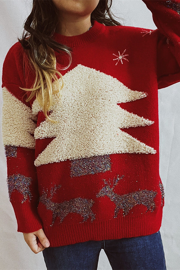 Mune | Christmas Pattern Knitted Round Neck Long Sleeve Sweater