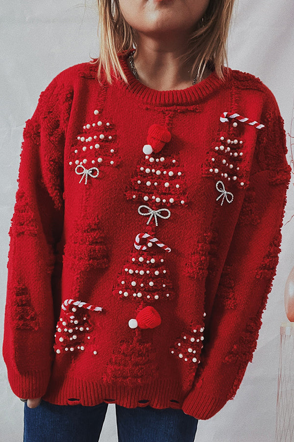 Mune | Christmas Pattern Knitted Round Neck Long Sleeve Sweater