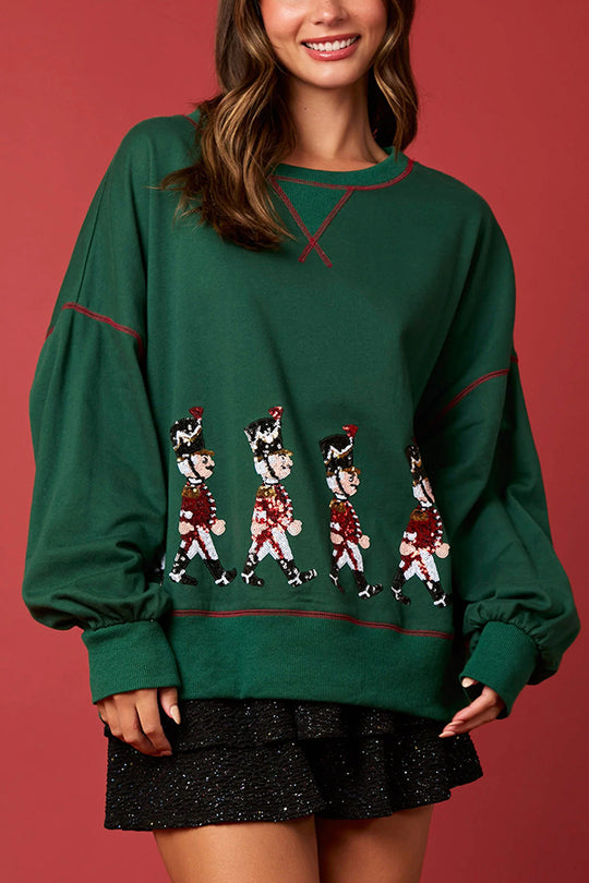 Mune | Christmas Soldier Sequins Long Sleeve Casual Sweatshirt