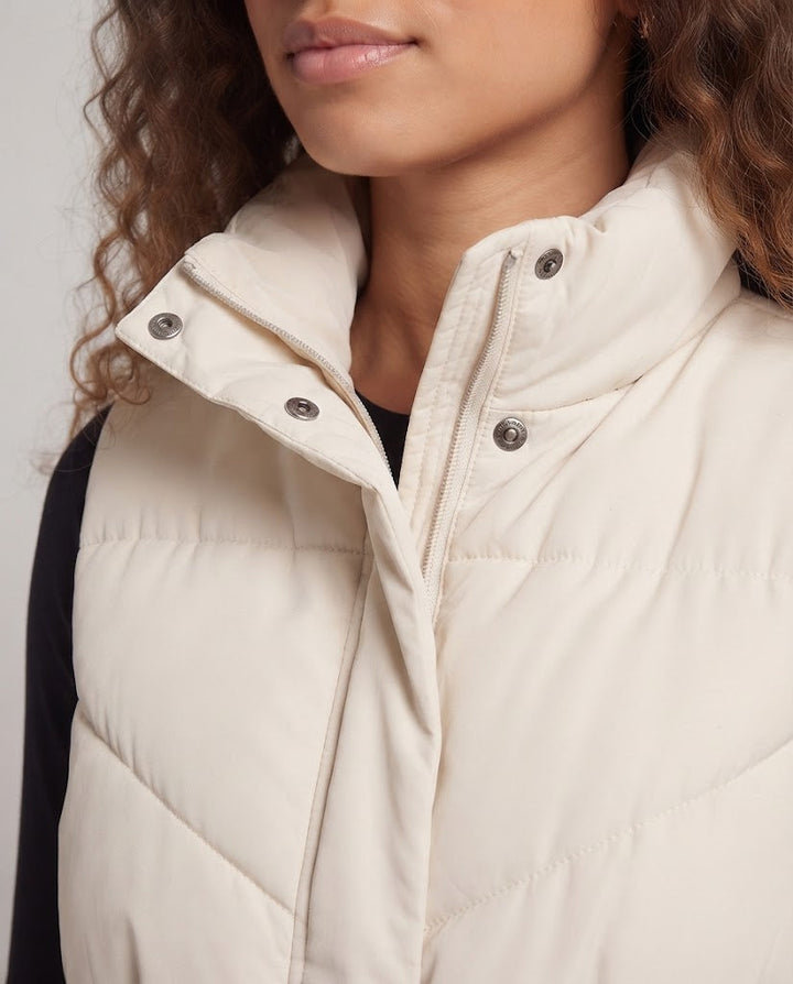 Ladies Padded Quilted Vest with High Stand-up Collar and Side Zipper Pockets Mune Fashion