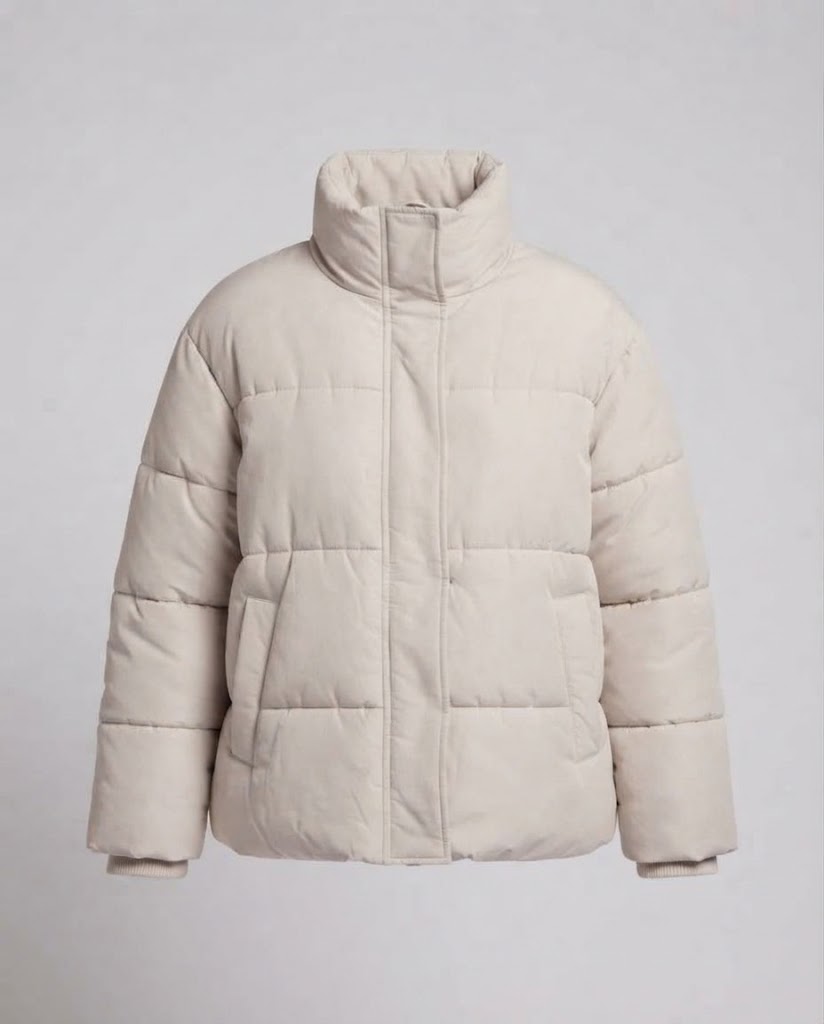 Women's short puffer jacket with high stand collar, asymmetrical zipper and boxy oversized silhouette Mune Fashion