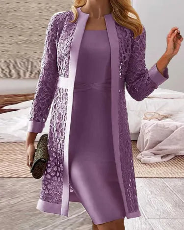 Mune | Women's Cardigan Dress Made Of Lace Two Pieces