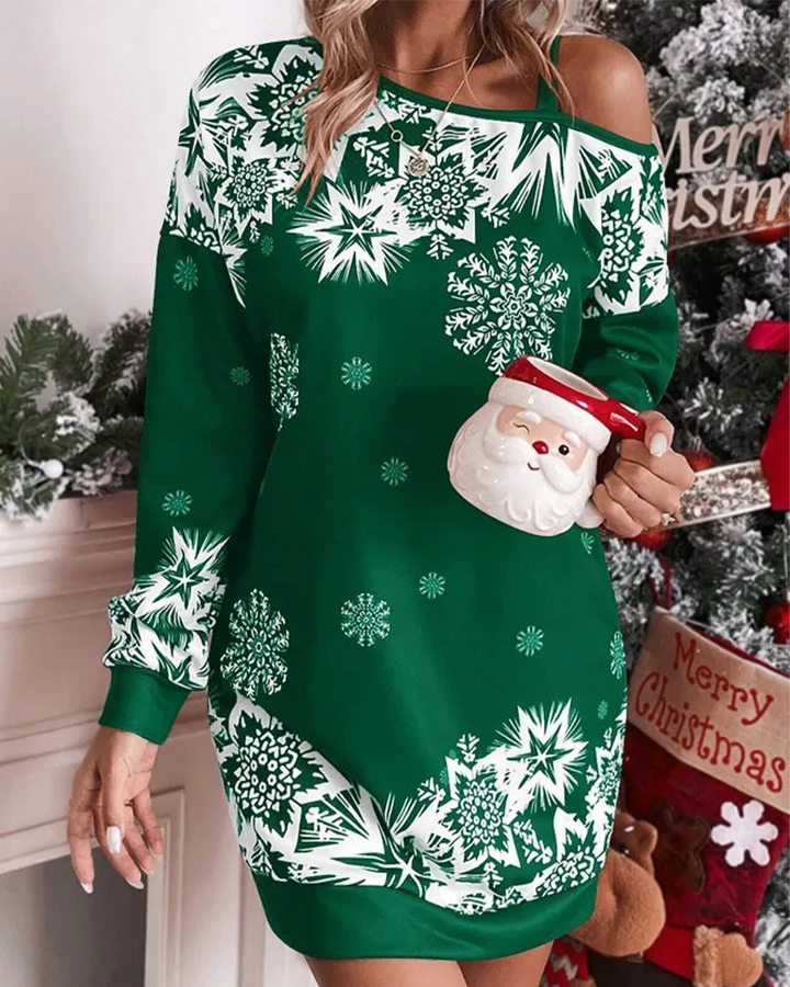 Mune | Asymmetrical Shoulder Christmas Dress