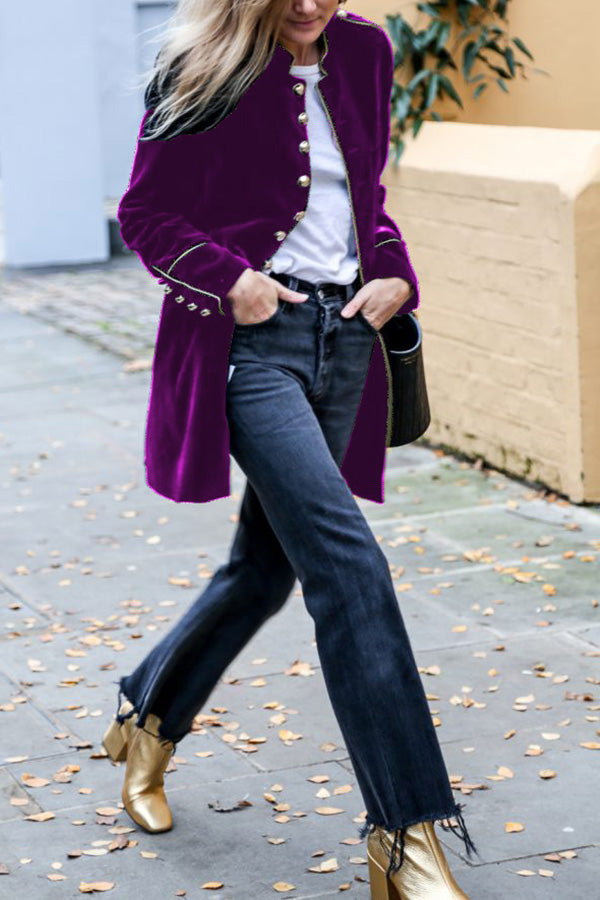 Mune | Velvet Patchwork Multi-Button Women'S Jacket