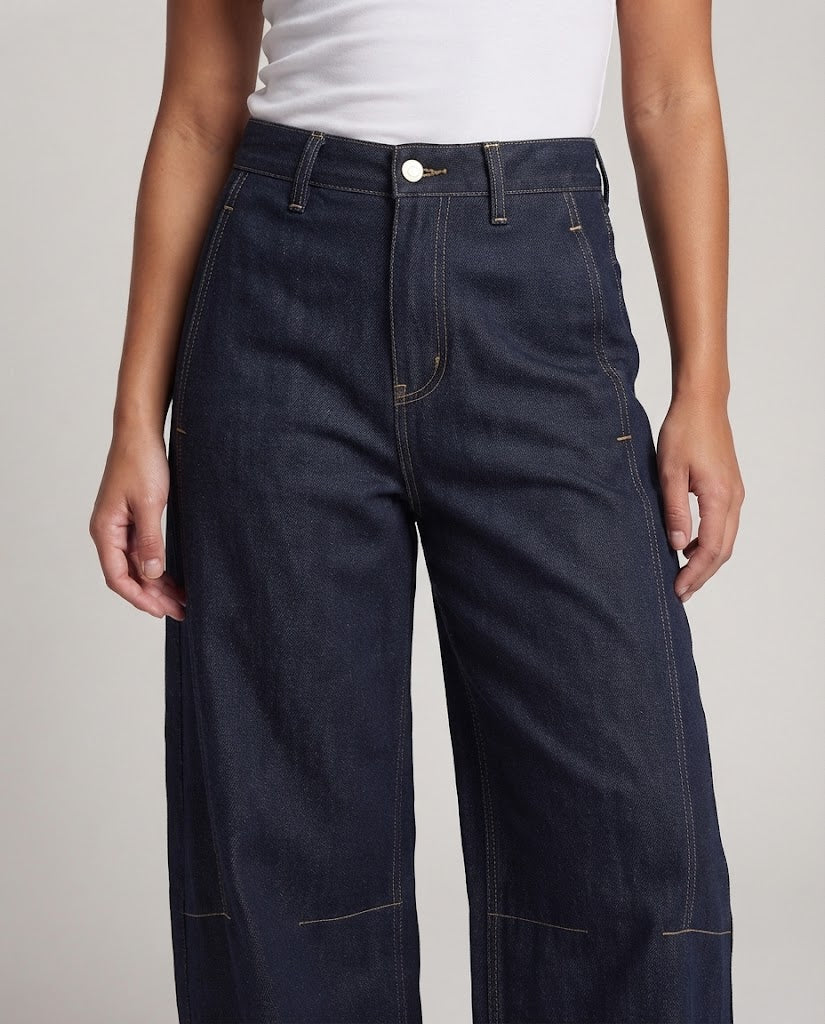Women Ultra Wide High-Waist Denim Pants in Palazzo Cut Mune Fashion