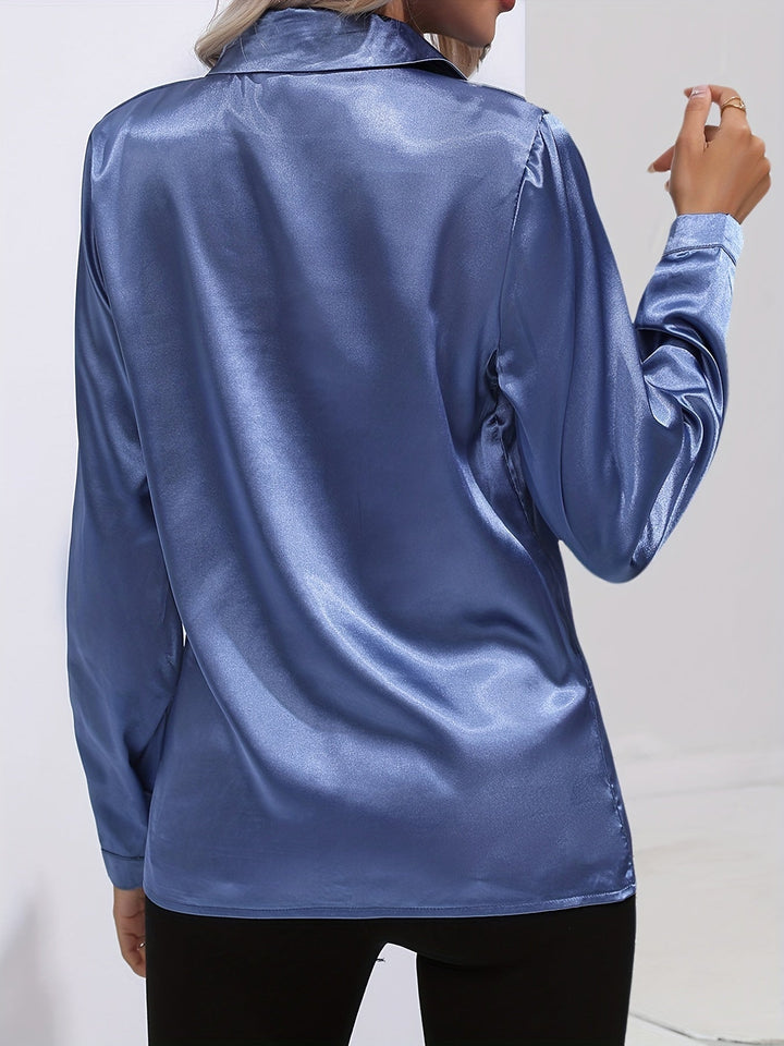 Women’s Button Down Long Sleeve Satin Blouses