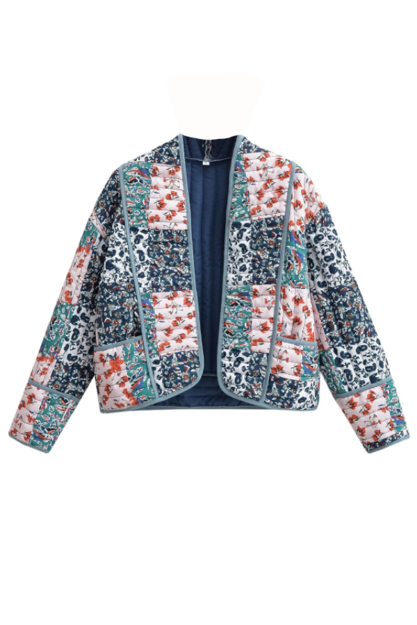 Mune | Printed Loose Casual Cardigan Short Quilted Cotton Jacket