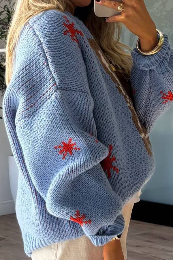 Mune | Christmas Knit Boots Round Neck Long Sleeve Sweater