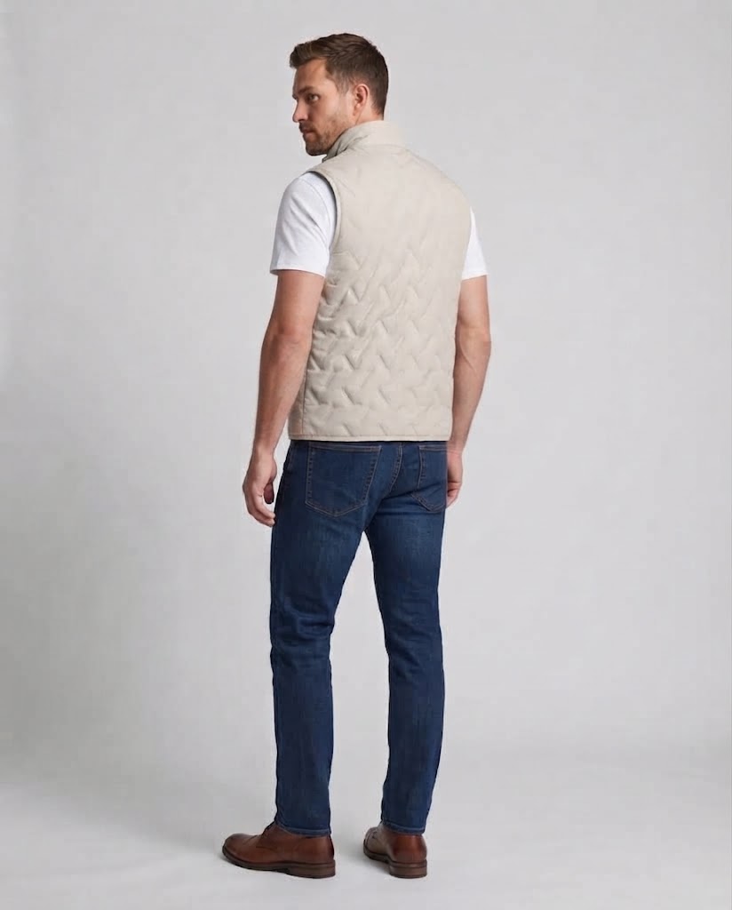 Men's thermally insulated quilted vest with high stand collar and full zip Mune Fashion