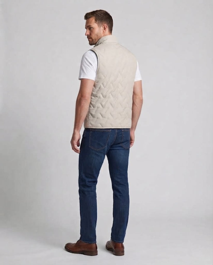 Men's thermally insulated quilted vest with high stand collar and full zip Mune Fashion