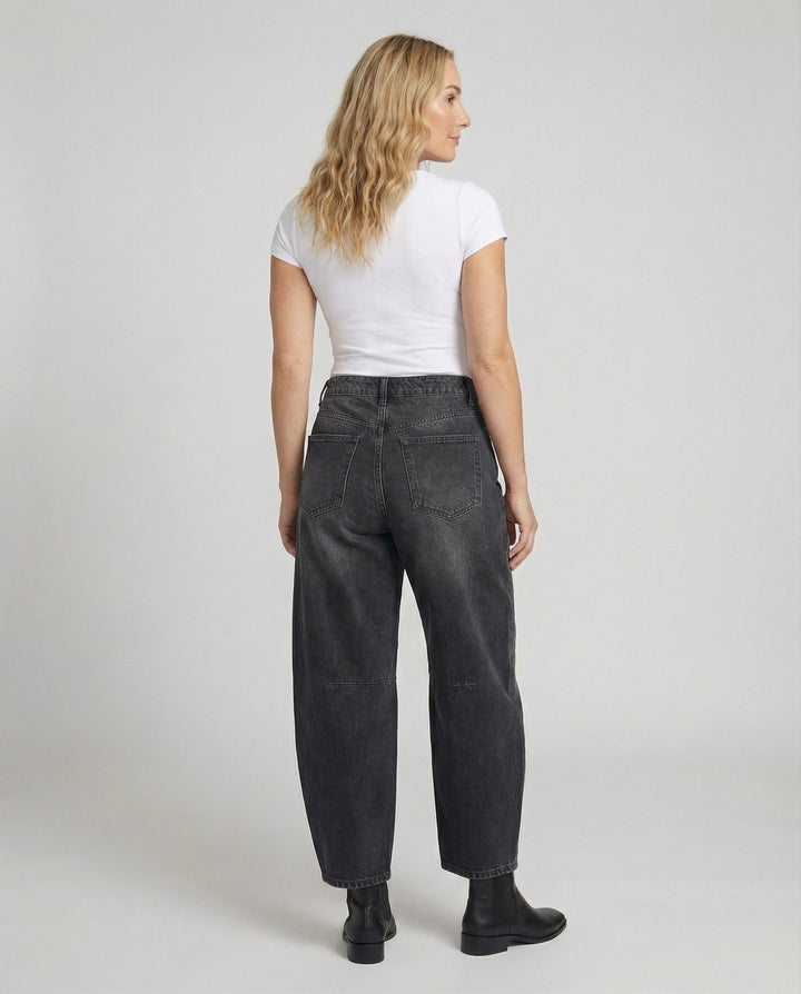 Mune Fashion | Mid Rise Barrel Jeans for Women