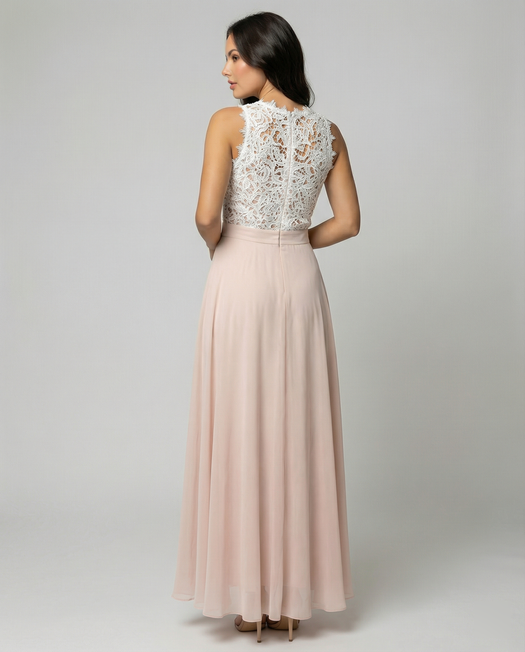 Mune Fashion | Sleeveless Dress Elegant Lace Top Flowing Long Skirt Party Wear
