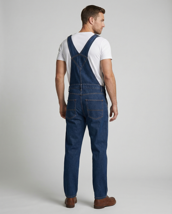 Men's jeans overall with pockets and adjustable straps