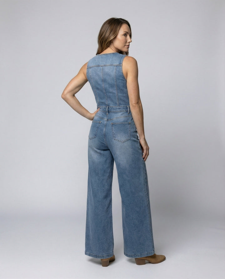 Women's jumpsuit with wide-cut legs and elegant button placket Mune Fashion