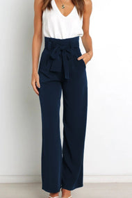 Mune Fashion | High Waist Paperbag Pants with Bow Detail