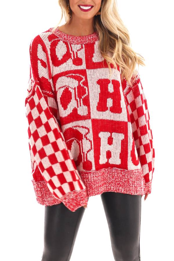 Mune | Christmas Letters Crew Neck Long Sleeve Loose Knit Sweater