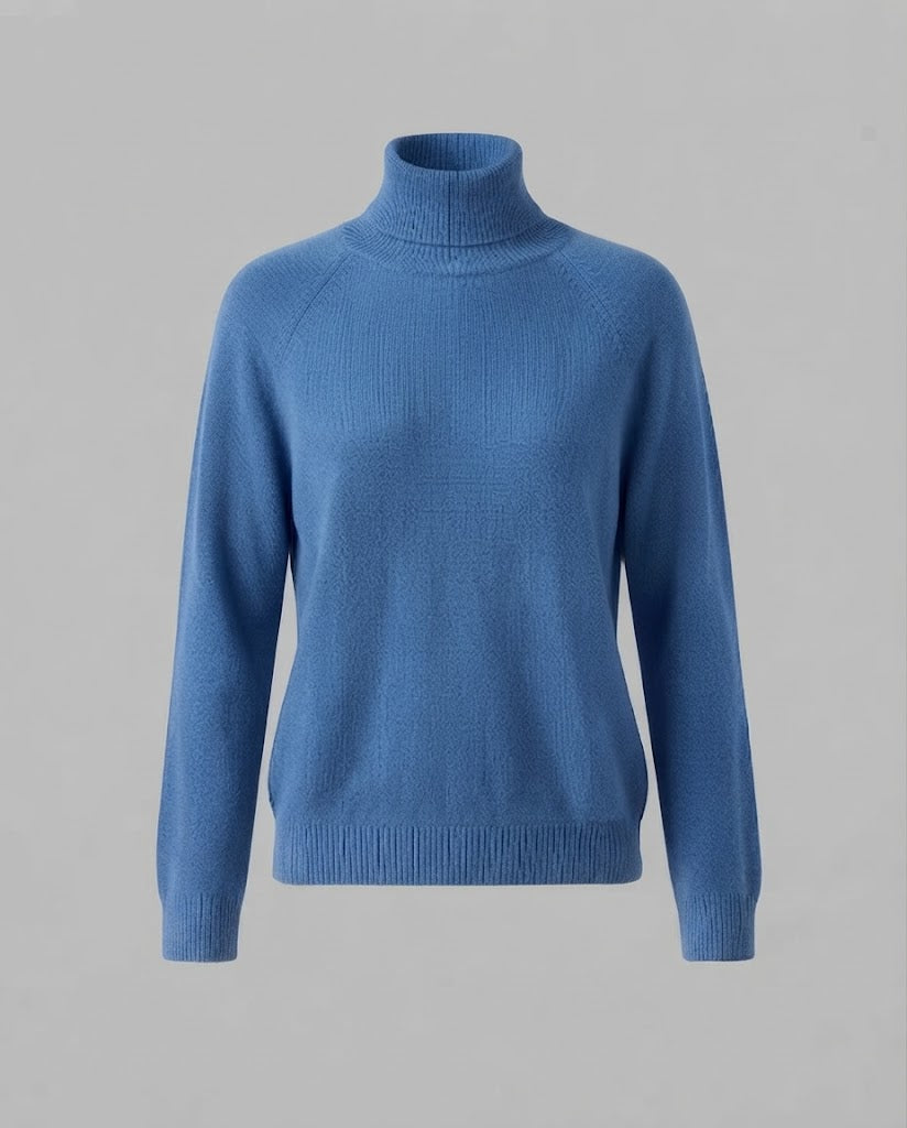 Women's fine knit turtleneck sweater made of cashmere blend with raglan sleeves and fine ribbed hem Mune Fashion