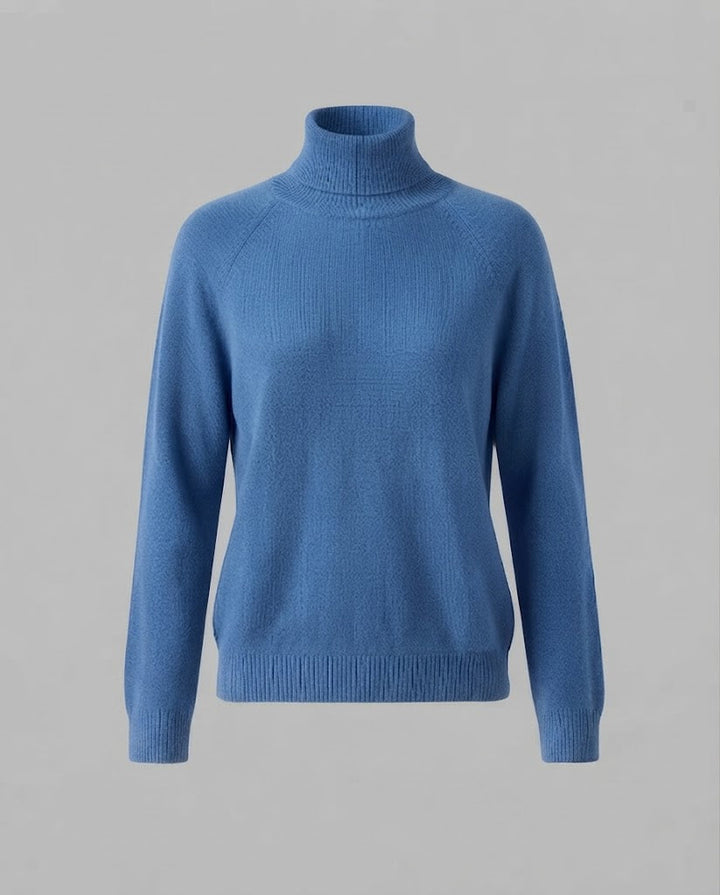 Women's fine knit turtleneck sweater made of cashmere blend with raglan sleeves and fine ribbed hem Mune Fashion