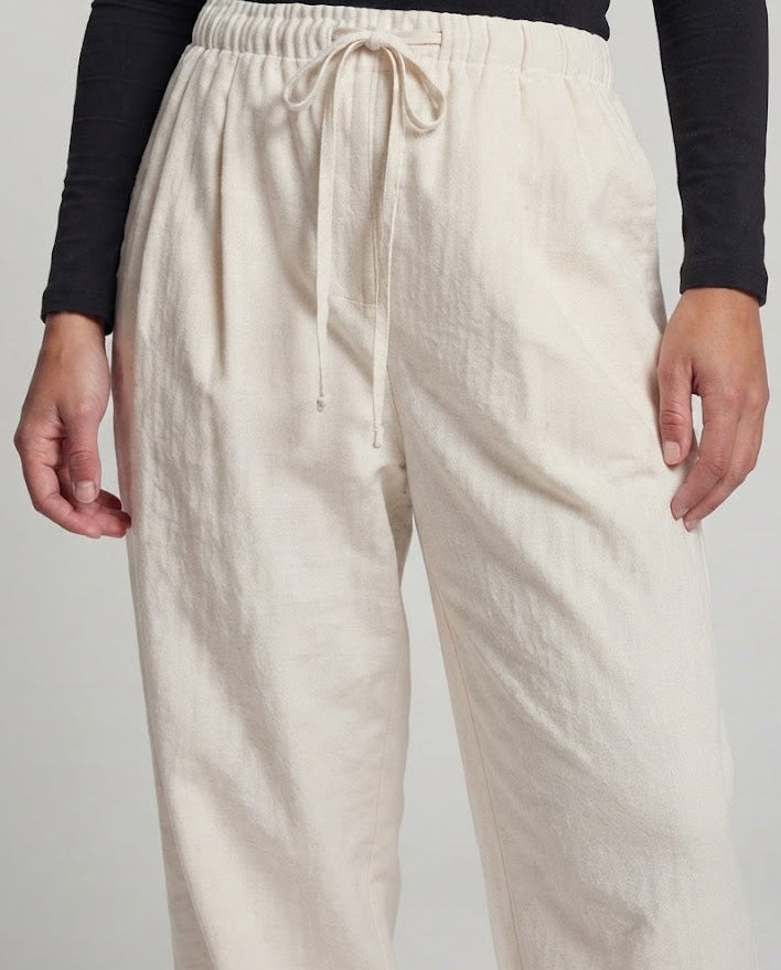 Women's High-Waisted Wide-Leg Lounge Pants with Drawstring and Cuffed Hem Mune Fashion