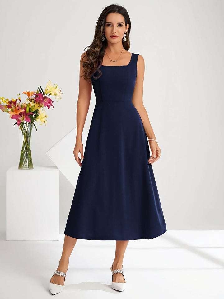 Mune Fashion | Elegant dress with straps Dark Blue Color