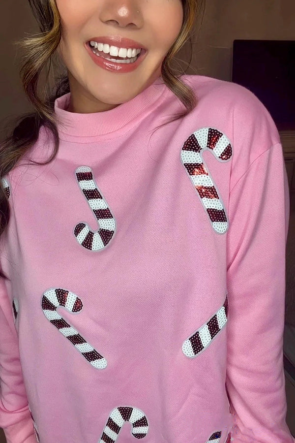 Mune | Christmas Sequins Casual Round Neck Long Sleeve Sweatshirt